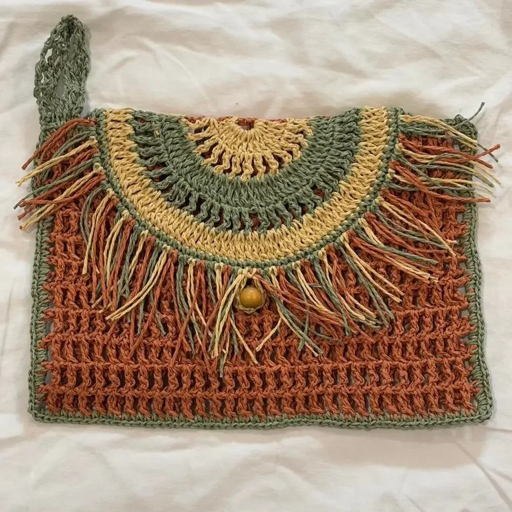 Multicoloured Crochet Bag with Fringe(Handmade) - Picture 3 of 7